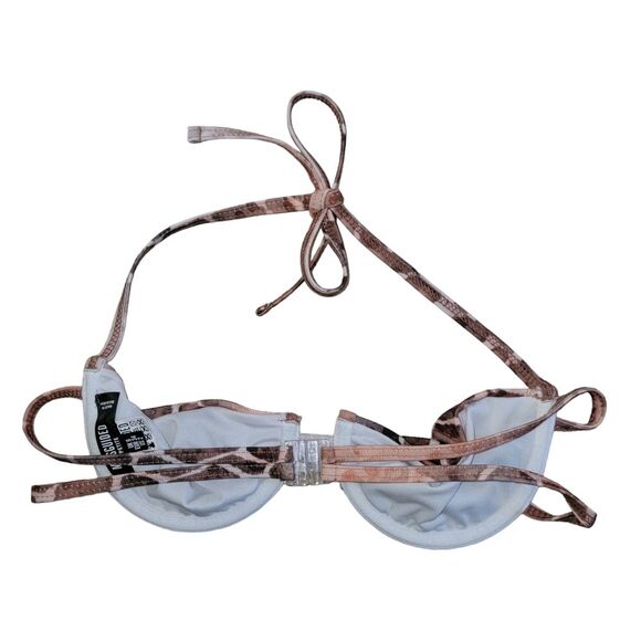 Missguided Nwot Animal Print Halter Bikini Top Size 2 - Picture 2 of 5